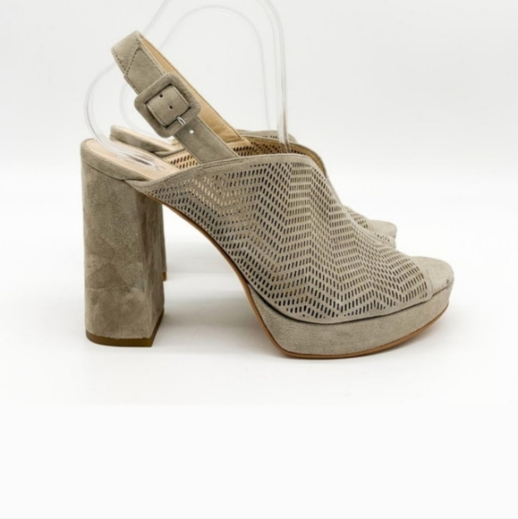Vince Camuto Taupe Suede Platform Sandals Size 9 - Picture 2 of 11
